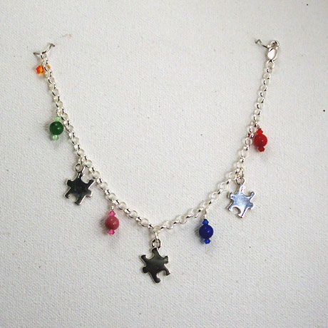 B0263 - Sterling Silver Autism Awareness - 7.5" - Click Image to Close