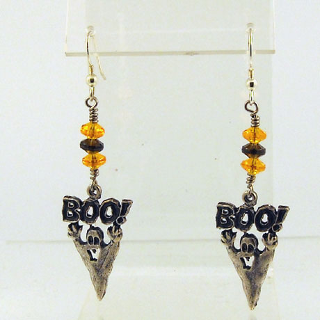 E0307SW - Boo Ghost earrings - 2.75" - French hooks - Click Image to Close