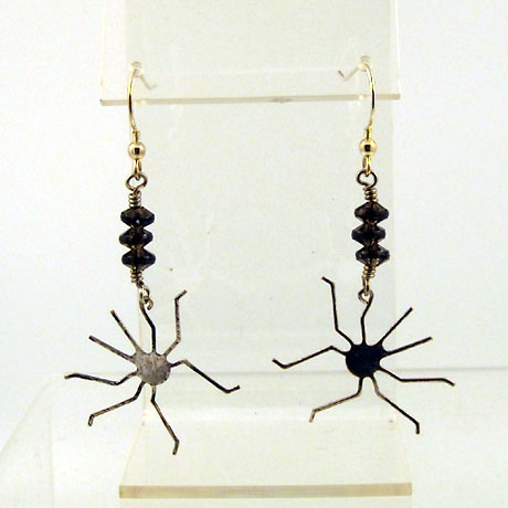 E0298 - Spider earrings - 2.5" - French hooks