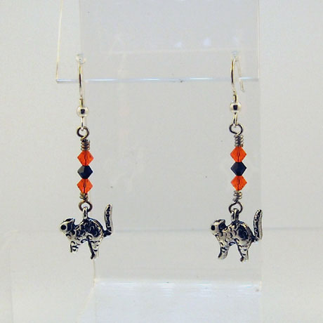 E0301SW - Cat earrings - 2" French hooks