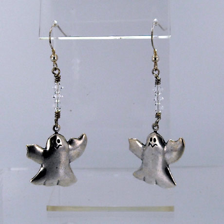 E0304SW - Ghost earrings - 2.5" - French hooks - Click Image to Close