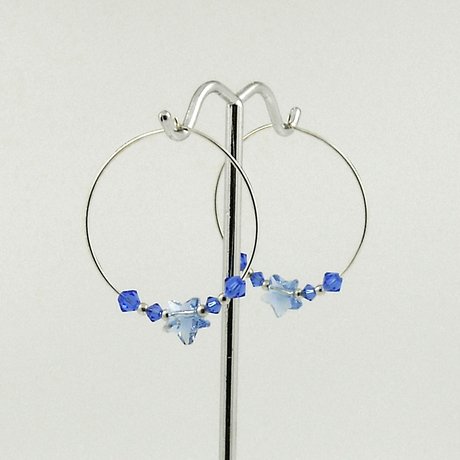 E0511 - Sapphire Stars 30 mm hoops" - Click Image to Close