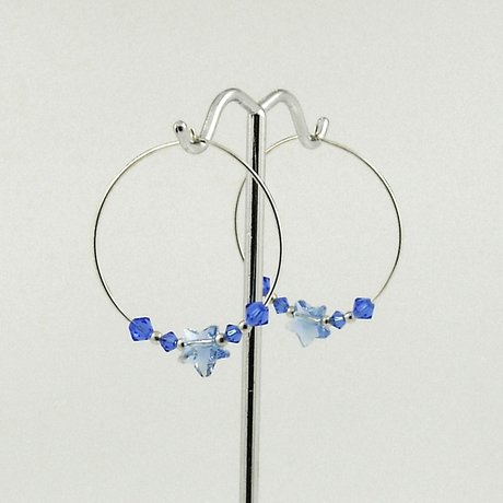 E0511 - Sapphire Stars 30 mm hoops"