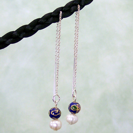 ET027 - Blue Cloisonn & Pearl - Click Image to Close