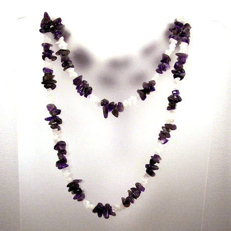 N0381 - Endless Amethyst & Rainbow Moonstone - 36" - Click Image to Close