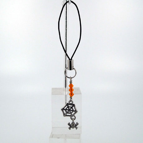 ZPSW074 - Spider Web w/ Hanging Spider - zipper pull 2" - Click Image to Close